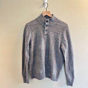 Marc Anthony Knit Sweater Mens Size Medium Gray Henley Button Alpaca Pullover